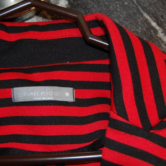 OLIVIA MOON  Women's Red/Blacked Striped one Button Jacket Size Med. - Picture 9 of 11